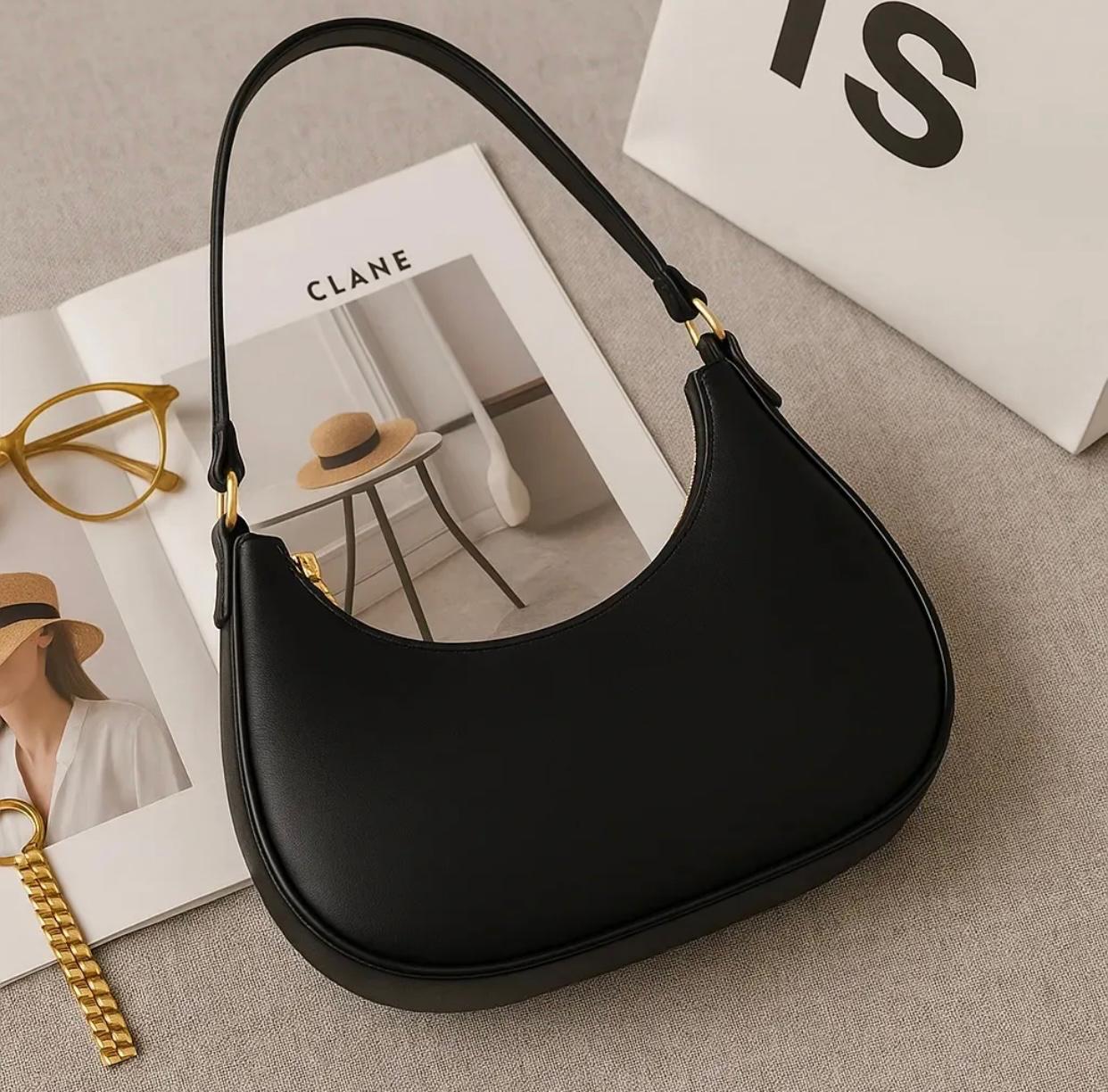New Solid Color Shoulder Bag for Women | Elegant Underarm Hobo Clutch | Casual Trendy Crescent Purse