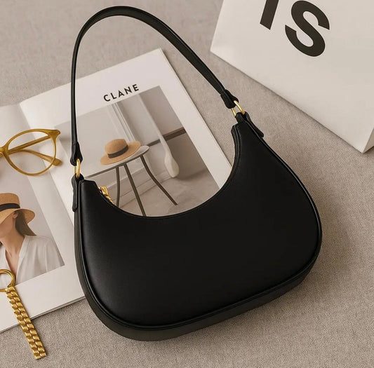 New Solid Color Shoulder Bag for Women | Elegant Underarm Hobo Clutch | Casual Trendy Crescent Purse