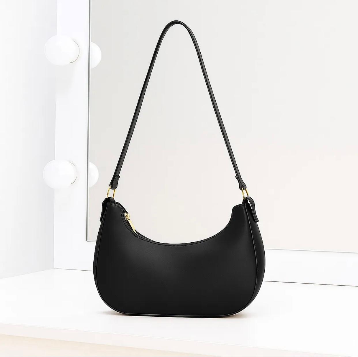 New Solid Color Shoulder Bag for Women | Elegant Underarm Hobo Clutch | Casual Trendy Crescent Purse