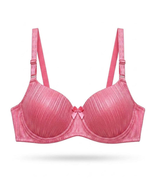 Women,s Striped Satin Underwired Bra Smooth Everyday Padded Wear Silk Texture Comfortable Seamless T-shirt Bra For Women