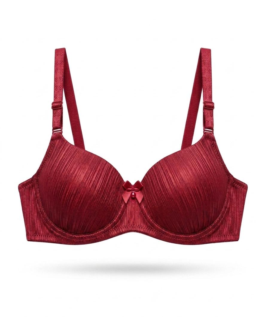 Women,s Striped Satin Underwired Bra Smooth Everyday Padded Wear Silk Texture Comfortable Seamless T-shirt Bra For Women