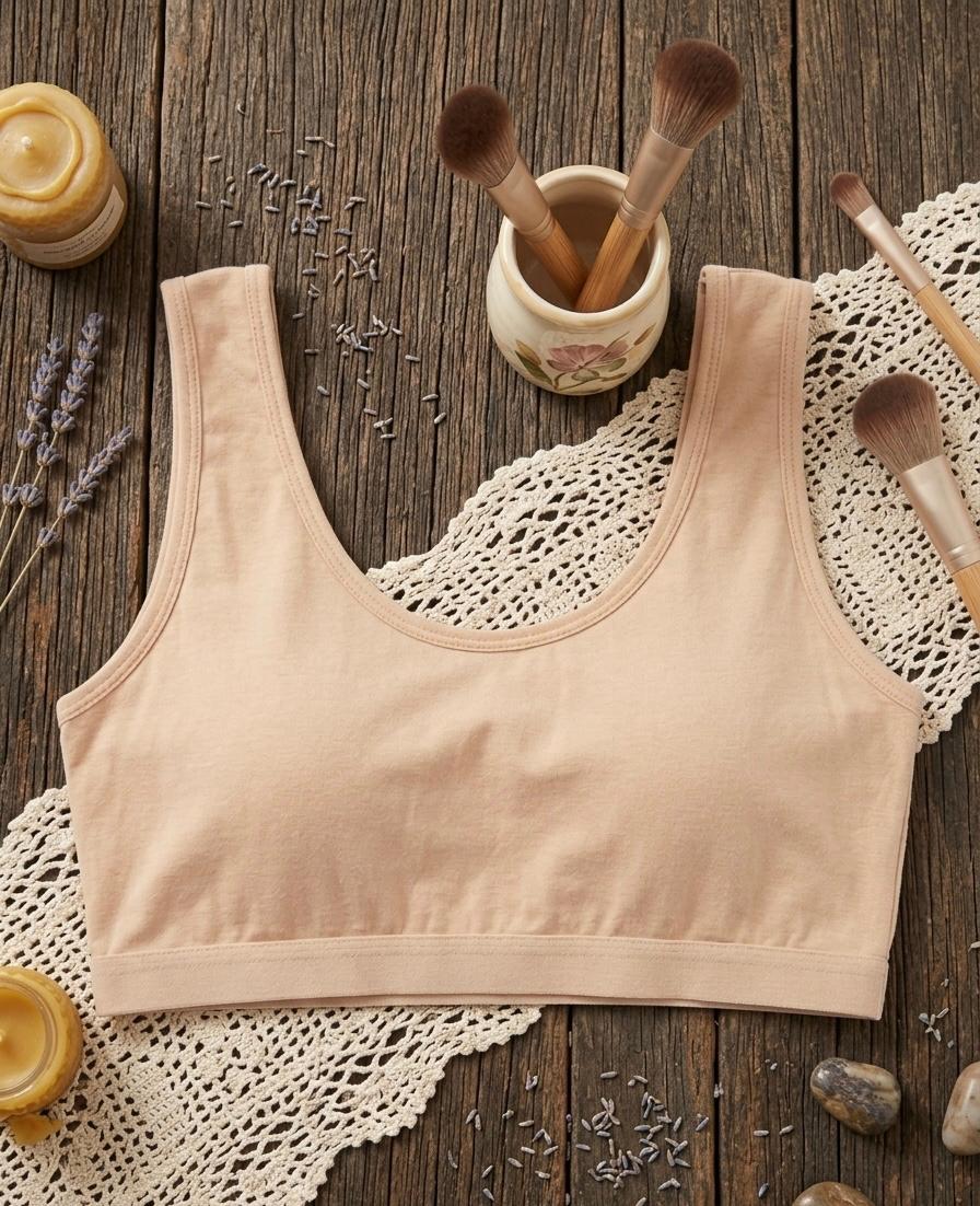 Fausa Seamless Comfort Cotton Sports Bra Non-Wired Removable Padded Sleep Crop Top Bralette Everyday Comfort Sport Bra